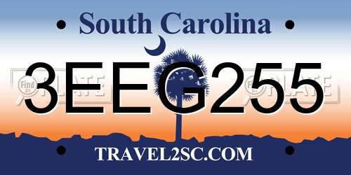 3EEG255 South Carolina License Plate