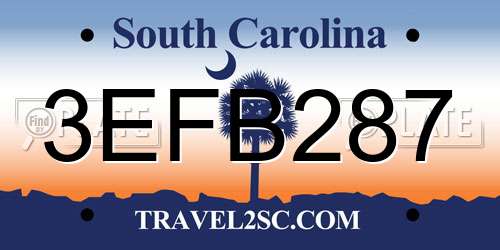 3EFB287 South Carolina License Plate