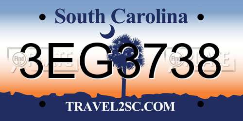 3EG3738 South Carolina License Plate