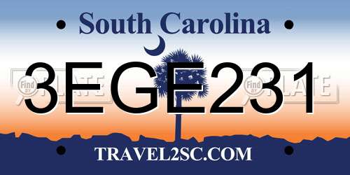 3EGE231 South Carolina License Plate