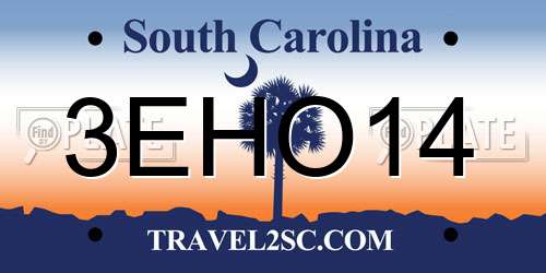 3EHO14 South Carolina License Plate
