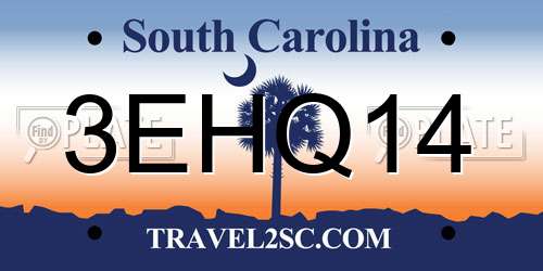 3EHQ14 South Carolina License Plate