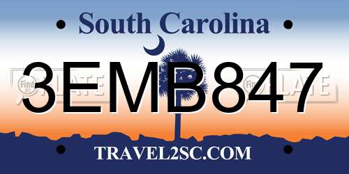 3EMB847 South Carolina License Plate