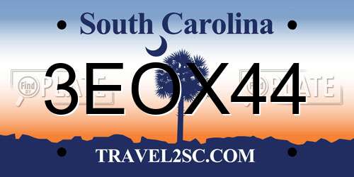 3EOX44 South Carolina License Plate