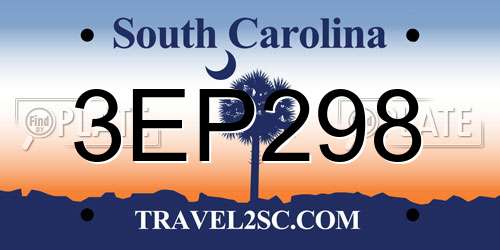 3EP298 South Carolina License Plate