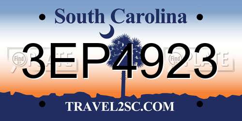 3EP4923 South Carolina License Plate