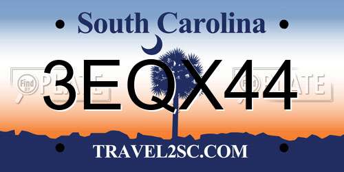 3EQX44 South Carolina License Plate