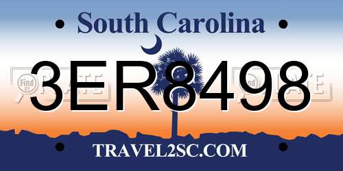 3ER8498 South Carolina License Plate