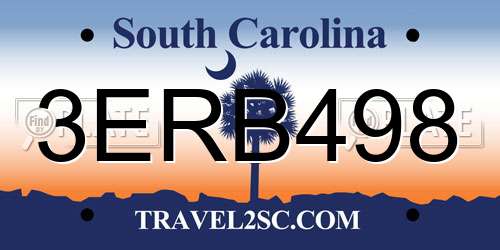 3ERB498 South Carolina License Plate