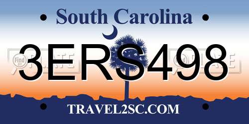 3ERS498 South Carolina License Plate