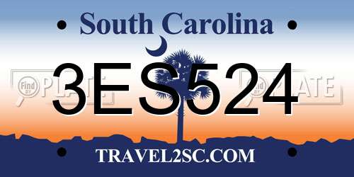 3ES524 South Carolina License Plate