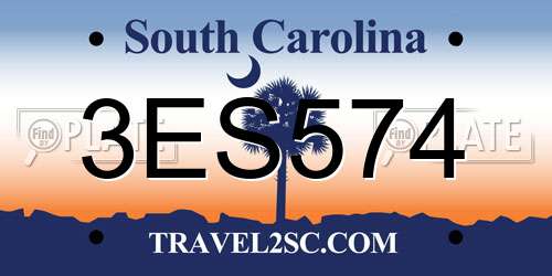 3ES574 South Carolina License Plate