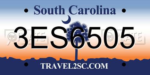 3ES6505 South Carolina License Plate