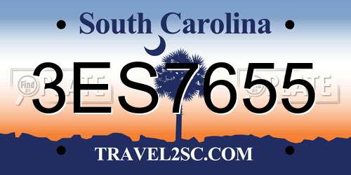 3ES7655 South Carolina License Plate