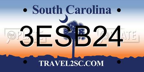 3ESB24 South Carolina License Plate