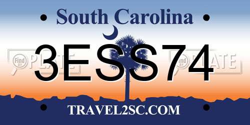 3ESS74 South Carolina License Plate