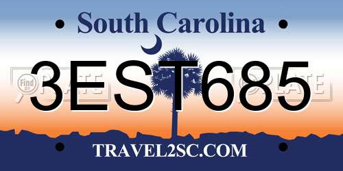 3EST685 South Carolina License Plate