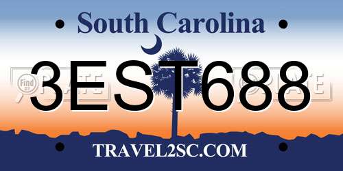 3EST688 South Carolina License Plate