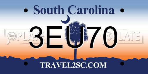 3EU70 South Carolina License Plate