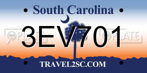 3EV701 South Carolina License Plate