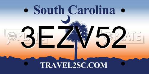 3EZV52 South Carolina License Plate