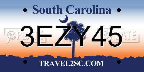 3EZY45 South Carolina License Plate