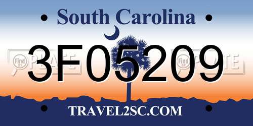 3F05209 South Carolina License Plate