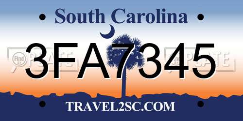 3FA7345 South Carolina License Plate