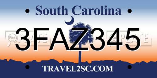 3FAZ345 South Carolina License Plate