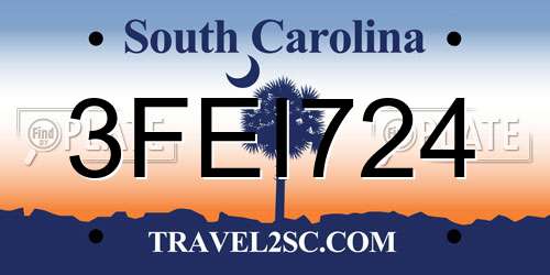 3FEI724 South Carolina License Plate