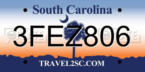 3FEZ806 South Carolina License Plate