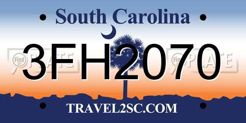 3FH2070 South Carolina License Plate