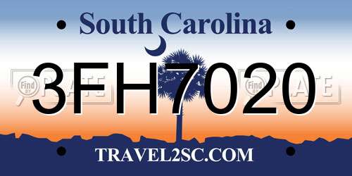 3FH7020 South Carolina License Plate
