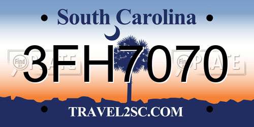 3FH7070 South Carolina License Plate