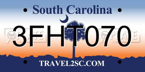 3FHT070 South Carolina License Plate