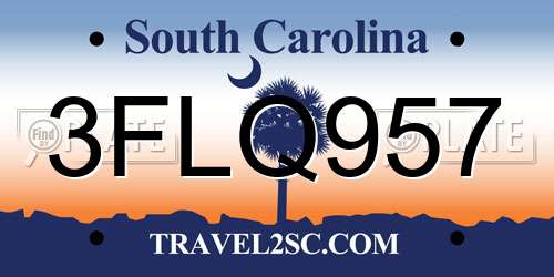 3FLQ957 South Carolina License Plate