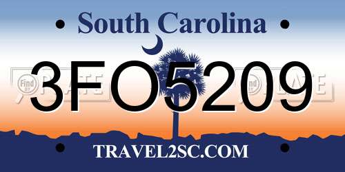 3FO5209 South Carolina License Plate