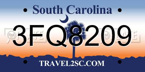 3FQ8209 South Carolina License Plate