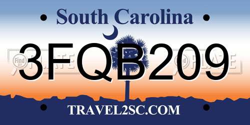 3FQB209 South Carolina License Plate