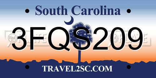 3FQS209 South Carolina License Plate