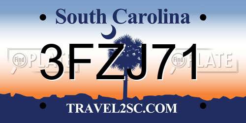 3FZJ71 South Carolina License Plate