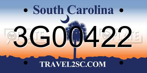 3G00422 South Carolina License Plate