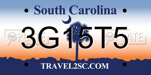3G15T5 South Carolina License Plate