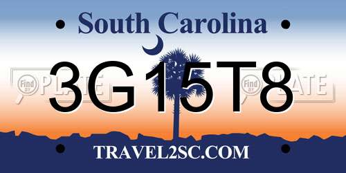 3G15T8 South Carolina License Plate