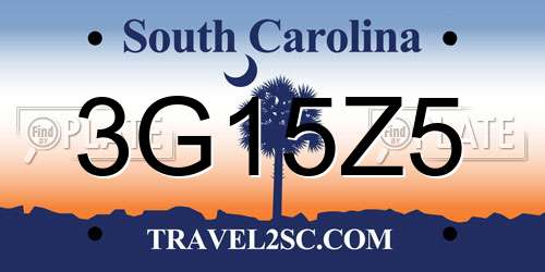3G15Z5 South Carolina License Plate