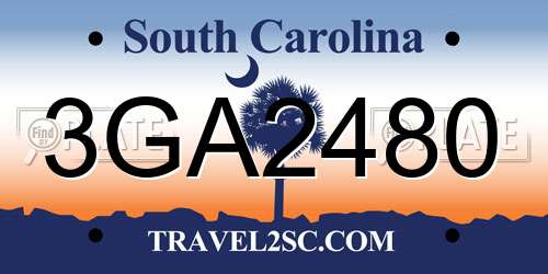 3GA2480 South Carolina License Plate