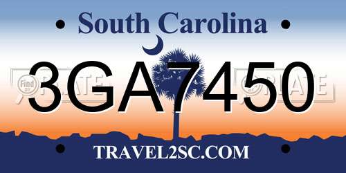 3GA7450 South Carolina License Plate