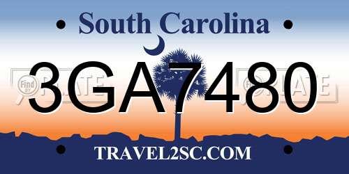 3GA7480 South Carolina License Plate