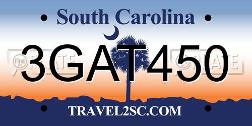 3GAT450 South Carolina License Plate