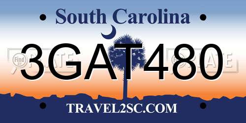 3GAT480 South Carolina License Plate